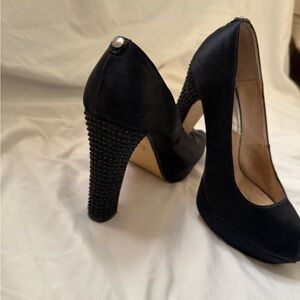 Michael Kors Studded Black satin Heels with peep toe